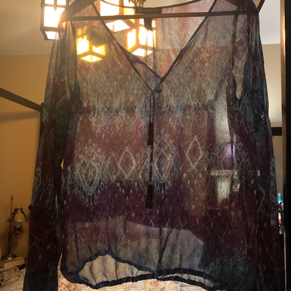 INC - International Concepts Boho sheer top.
